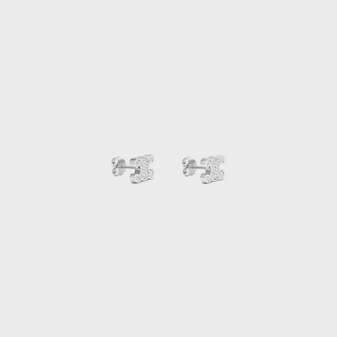 Triomphe Rhinestone Studs in Strass and Brass with Rhodium Finish