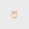 Triomphe Signet Ring in Varnish and Brass with Gold Finish