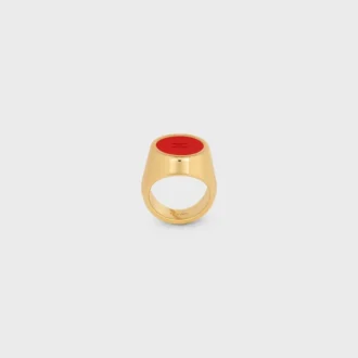 Triomphe Signet Ring in Varnish and Brass with Gold Finish Triomphe Signet Ring in Varnish and Brass with Gold Finish