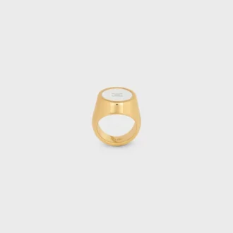 Triomphe Signet Ring in Varnish and Brass with Gold Finish Triomphe Signet Ring in Varnish and Brass with Gold Finish