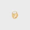 Triomphe Signet Ring in Varnish and Brass with Gold Finish