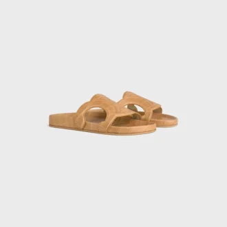 Triomphe Slide in Crocodile Stamped Calfskin