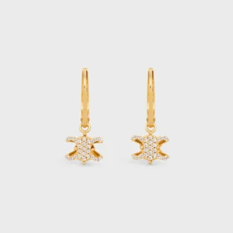 Triomphe Solitaire Sparkle Earrings in Strass and Brass with Gold Finish Triomphe Solitaire Sparkle Earrings in Strass and Brass with Gold Finish
