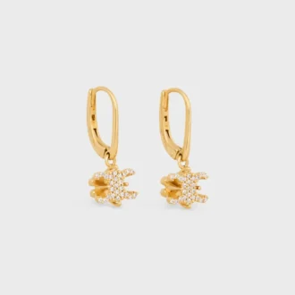Triomphe Solitaire Sparkle Earrings in Strass and Brass with Gold Finish Triomphe Solitaire Sparkle Earrings in Strass and Brass with Gold Finish