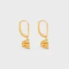 Triomphe Solitaire Sparkle Earrings in Strass and Brass with Gold Finish