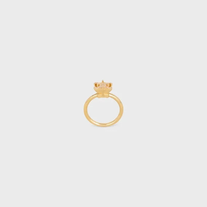 Triomphe Solitaire Sparkle Ring in Strass and Brass with Gold Finish