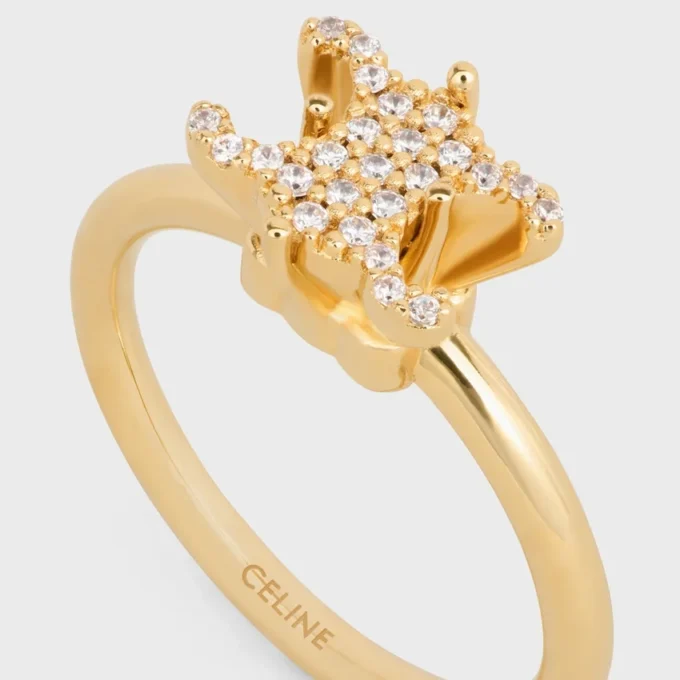 Triomphe Solitaire Sparkle Ring in Strass and Brass with Gold Finish