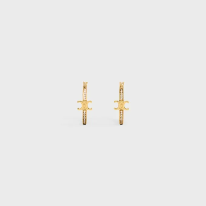 Triomphe Sparkle Hoops in Strass and Brass with Gold Finish