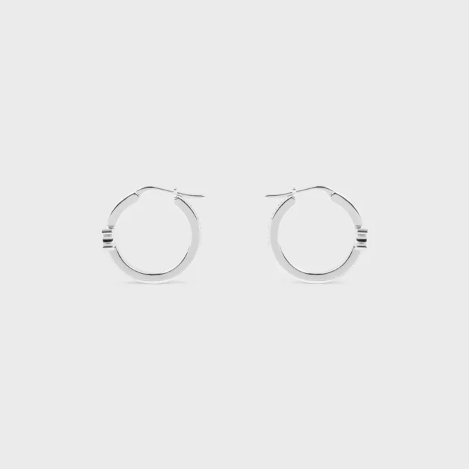 Triomphe Sparkle Hoops in Strass and Brass with Rhodium Finish
