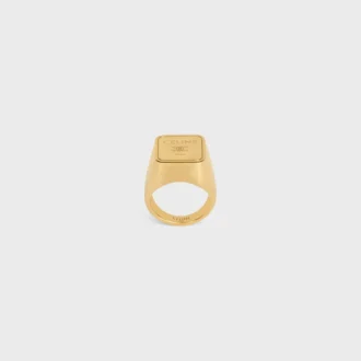 Triomphe Square Signet Ring in Brass with Gold Finish