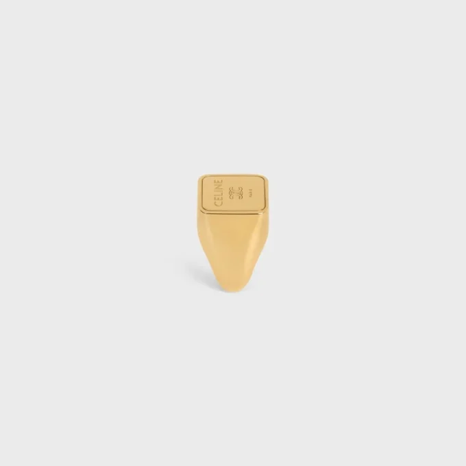 Triomphe Square Signet Ring in Brass with Gold Finish