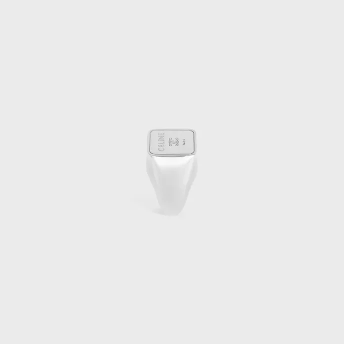 Triomphe Square Signet Ring in Brass with Rhodium Finish Triomphe Square Signet Ring in Brass with Rhodium Finish