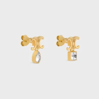 Triomphe Twinkle Earrings in Strass and Brass with Gold Finish