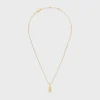 Triomphe Twinkle Necklace in Strass and Brass with Gold Finish
