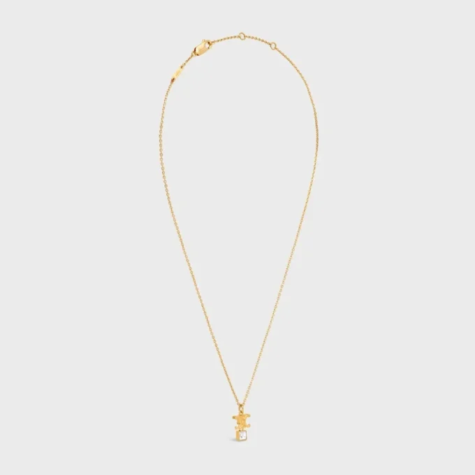 Triomphe Twinkle Necklace in Strass and Brass with Gold Finish