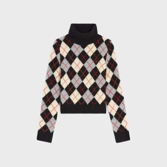 Turtleneck Sweater in Argyle Wool