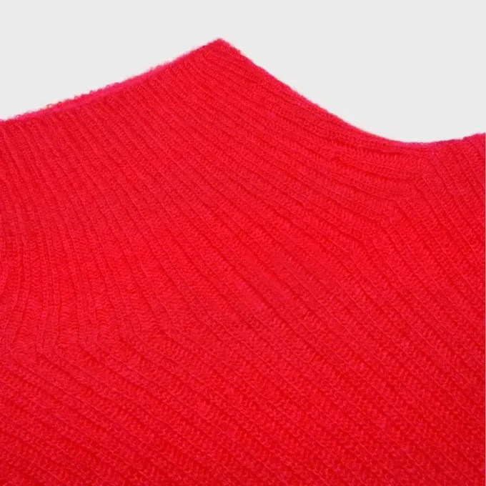 Turtleneck Sweater in Ribbed Mohair and Silk