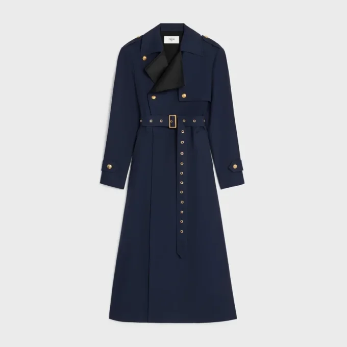 Tux Trench Coat in Cotton and Wool Gabardine
