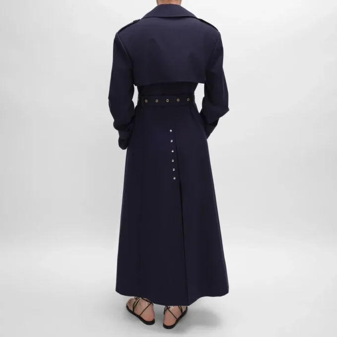 Tux Trench Coat in Cotton and Wool Gabardine