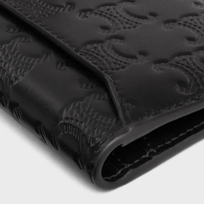 Vertical Card Holder in Calfskin with Triomphe Embossed