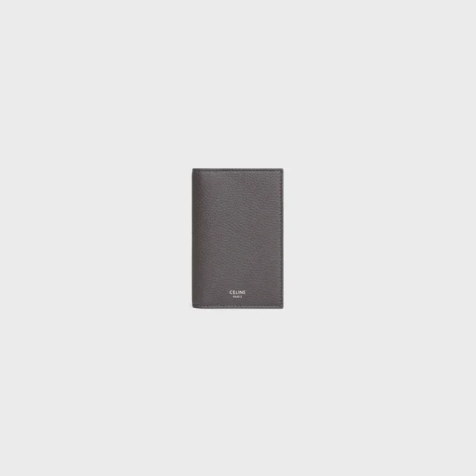 Vertical Card Holder in Grained Calfskin