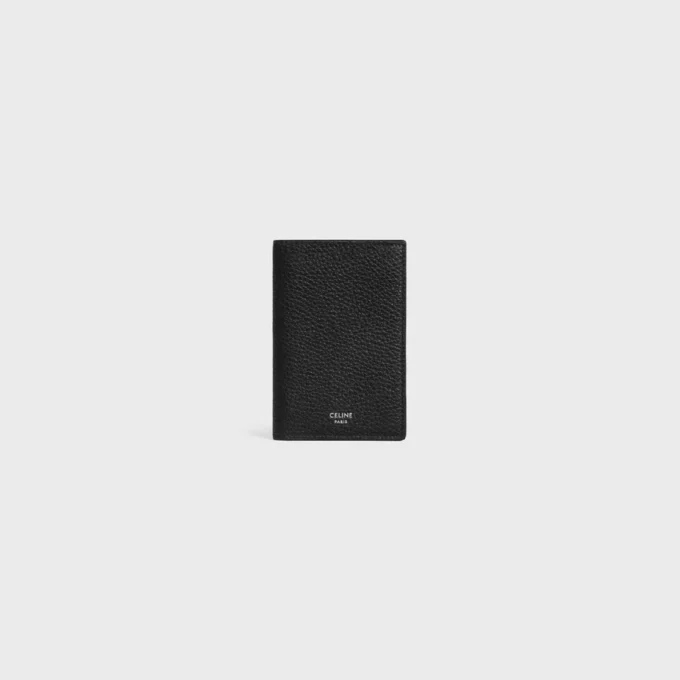Vertical Card Holder in Grained Calfskin
