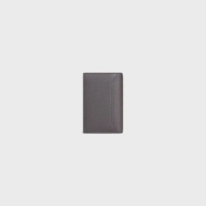 Vertical Card Holder in Grained Calfskin