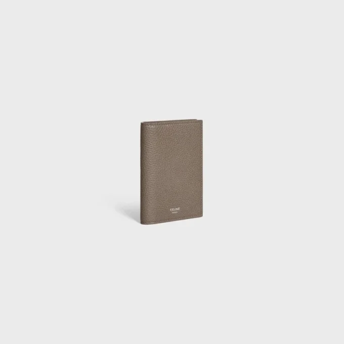 Vertical Card Holder in Grained Calfskin