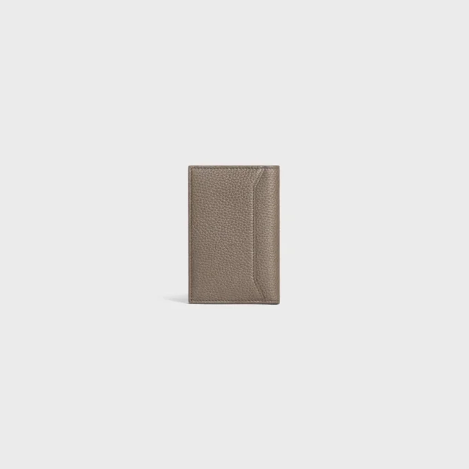 Vertical Card Holder in Grained Calfskin