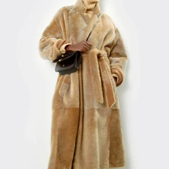 Wrapped Coat in Lamb Shearling