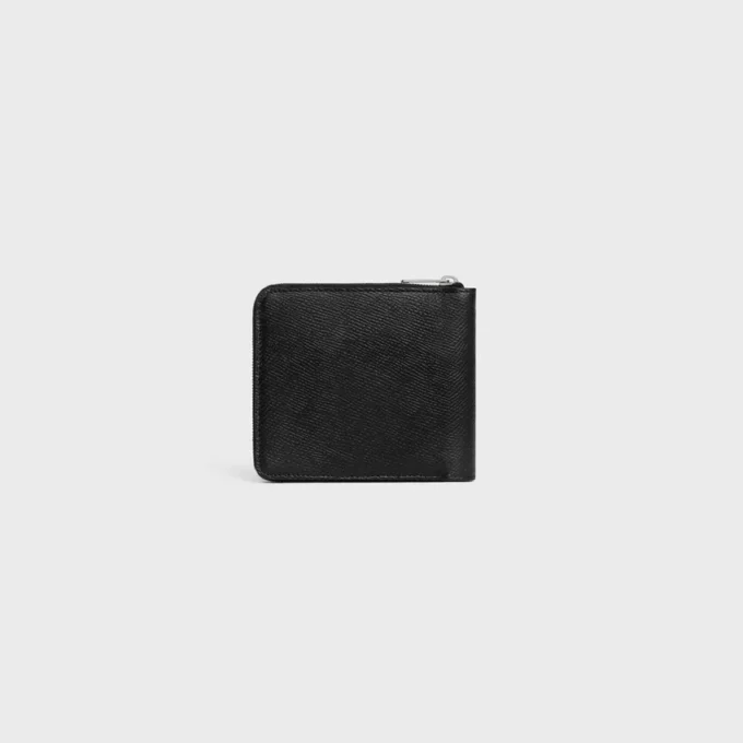 Zipped Bi-Fold Wallet in Grained Calfskin