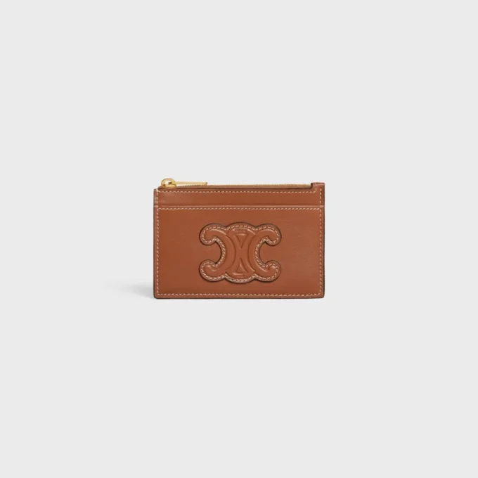 Zipped Card Holder Cuir Triomphe in Smooth Lambskin