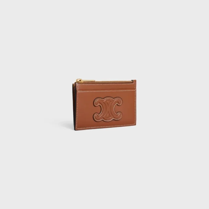 Zipped Card Holder Cuir Triomphe in Smooth Lambskin