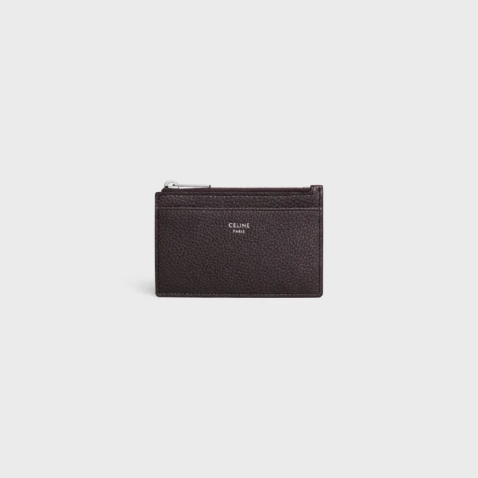 Zipped Card Holder in Grained Calfskin