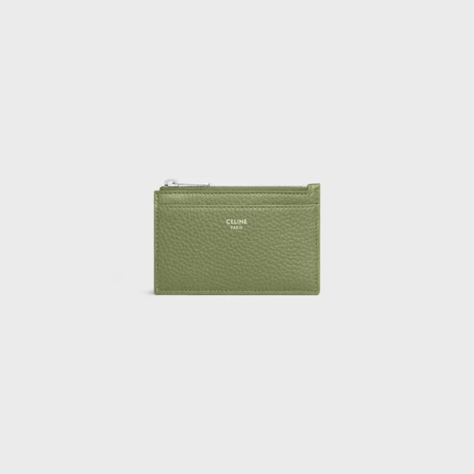 Zipped Card Holder in Grained Calfskin
