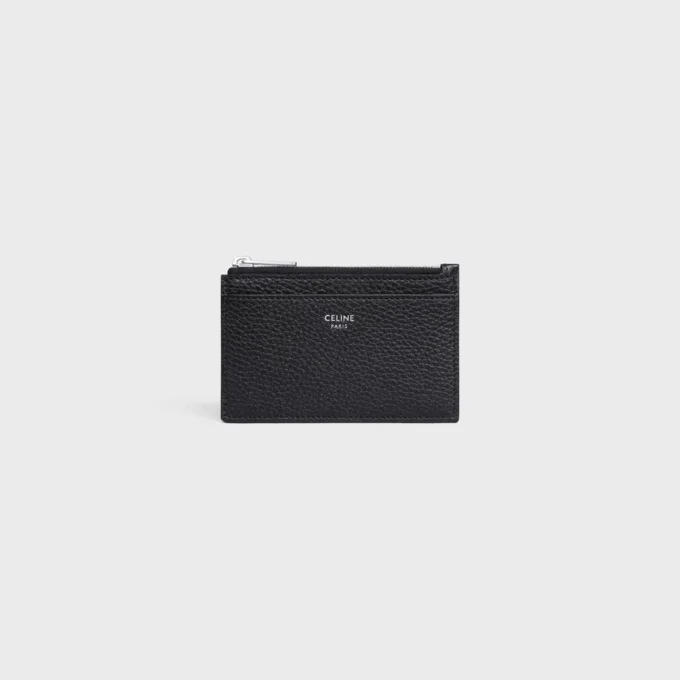 Zipped Card Holder in Grained Calfskin