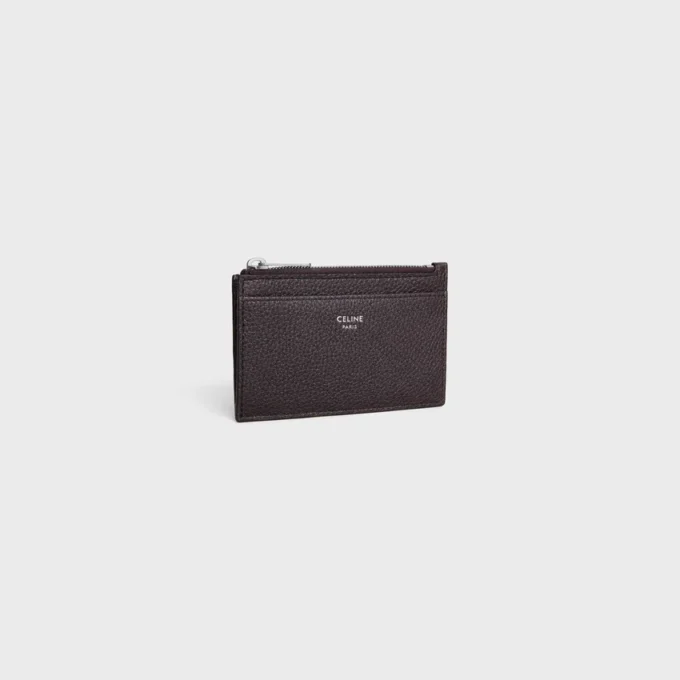 Zipped Card Holder in Grained Calfskin