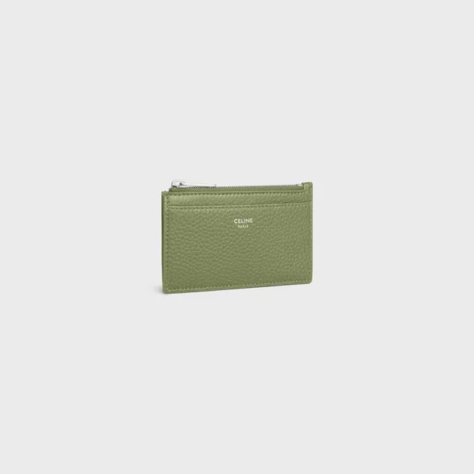 Zipped Card Holder in Grained Calfskin