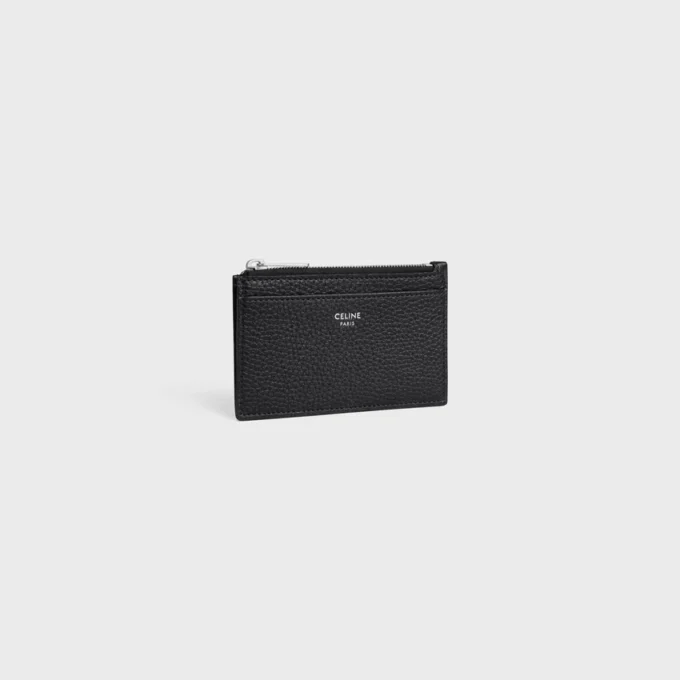 Zipped Card Holder in Grained Calfskin
