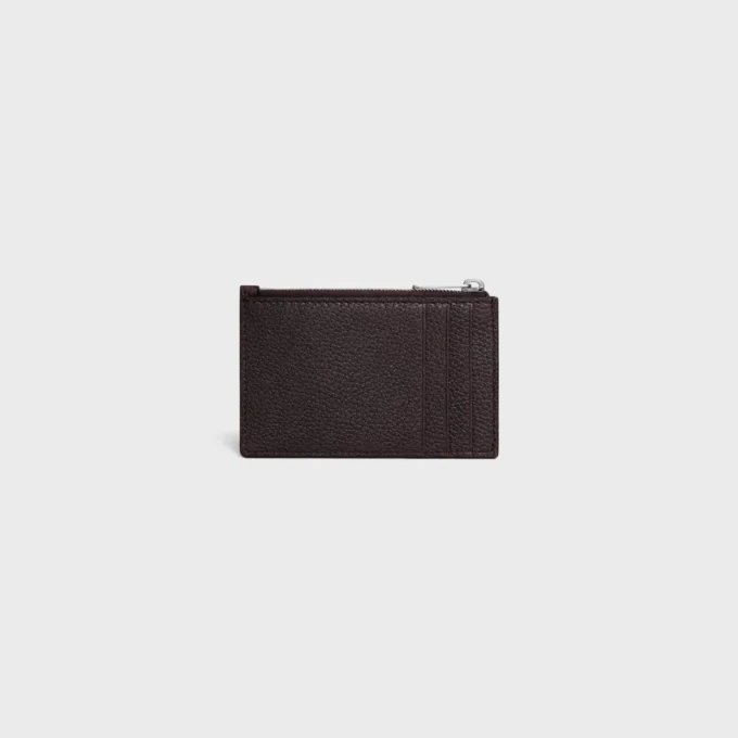Zipped Card Holder in Grained Calfskin
