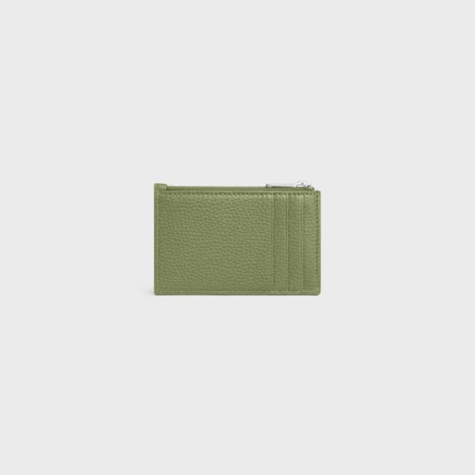Zipped Card Holder in Grained Calfskin