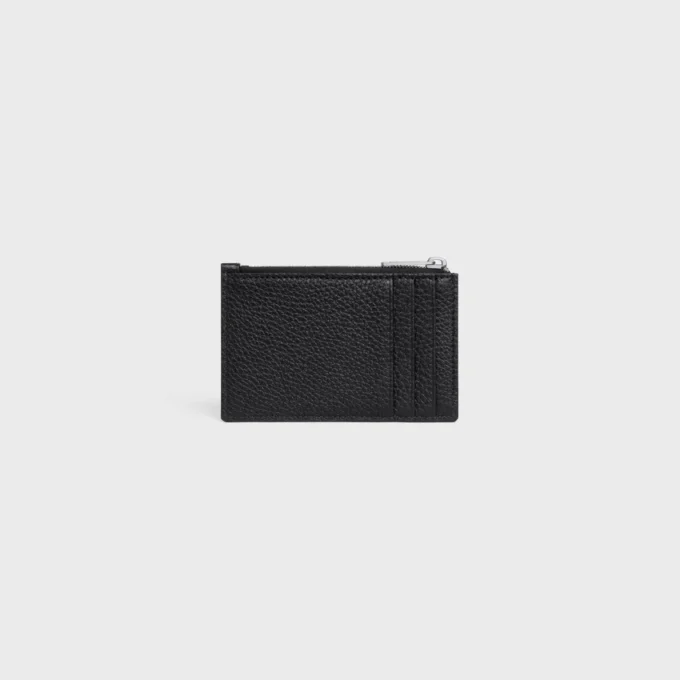 Zipped Card Holder in Grained Calfskin
