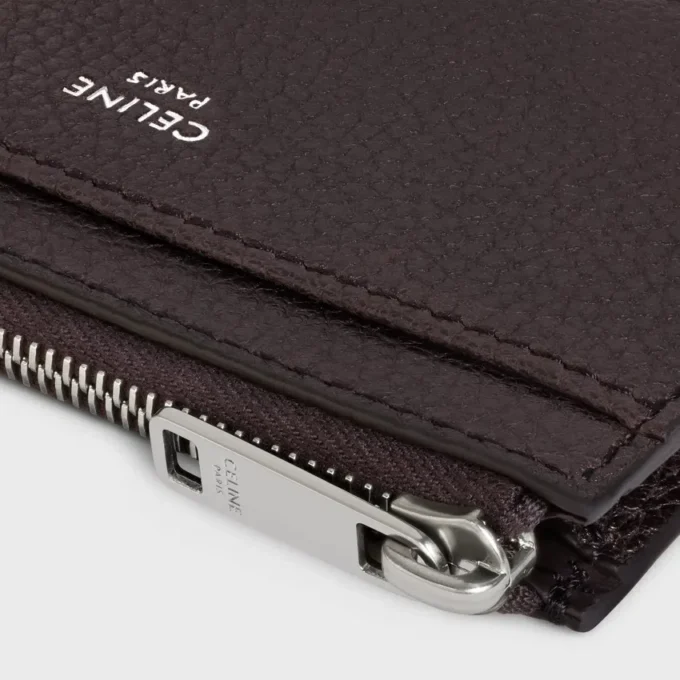 Zipped Card Holder in Grained Calfskin