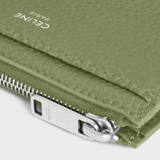 Zipped Card Holder in Grained Calfskin