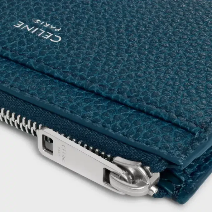 Zipped Card Holder in Grained Calfskin