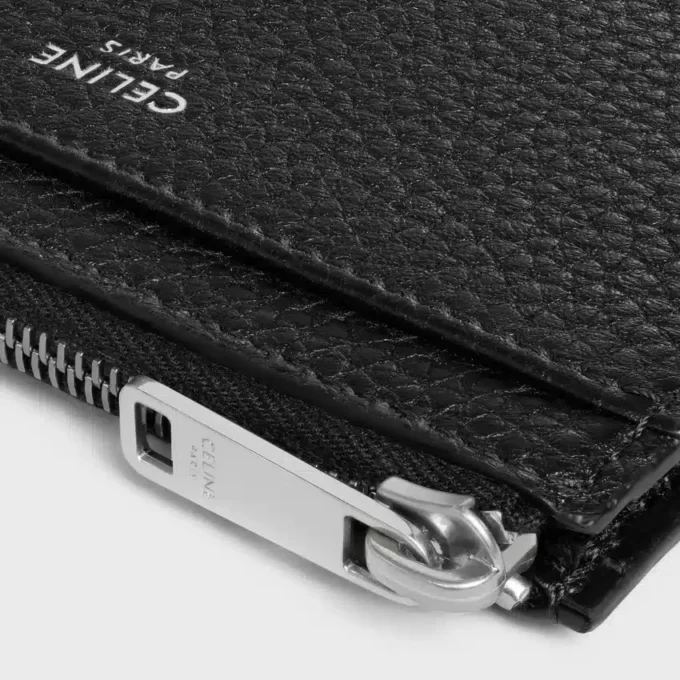Zipped Card Holder in Grained Calfskin