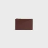 Zipped Card Holder in Satinated Calfskin with Triomphe Embossed