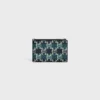 Zipped Card Holder in Striped Triomphe Canvas and Lambskin