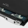 Zipped Card Holder in Striped Triomphe Canvas and Lambskin