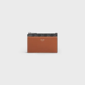 Zipped Card Holder in Triomphe Canvas and Lambskin